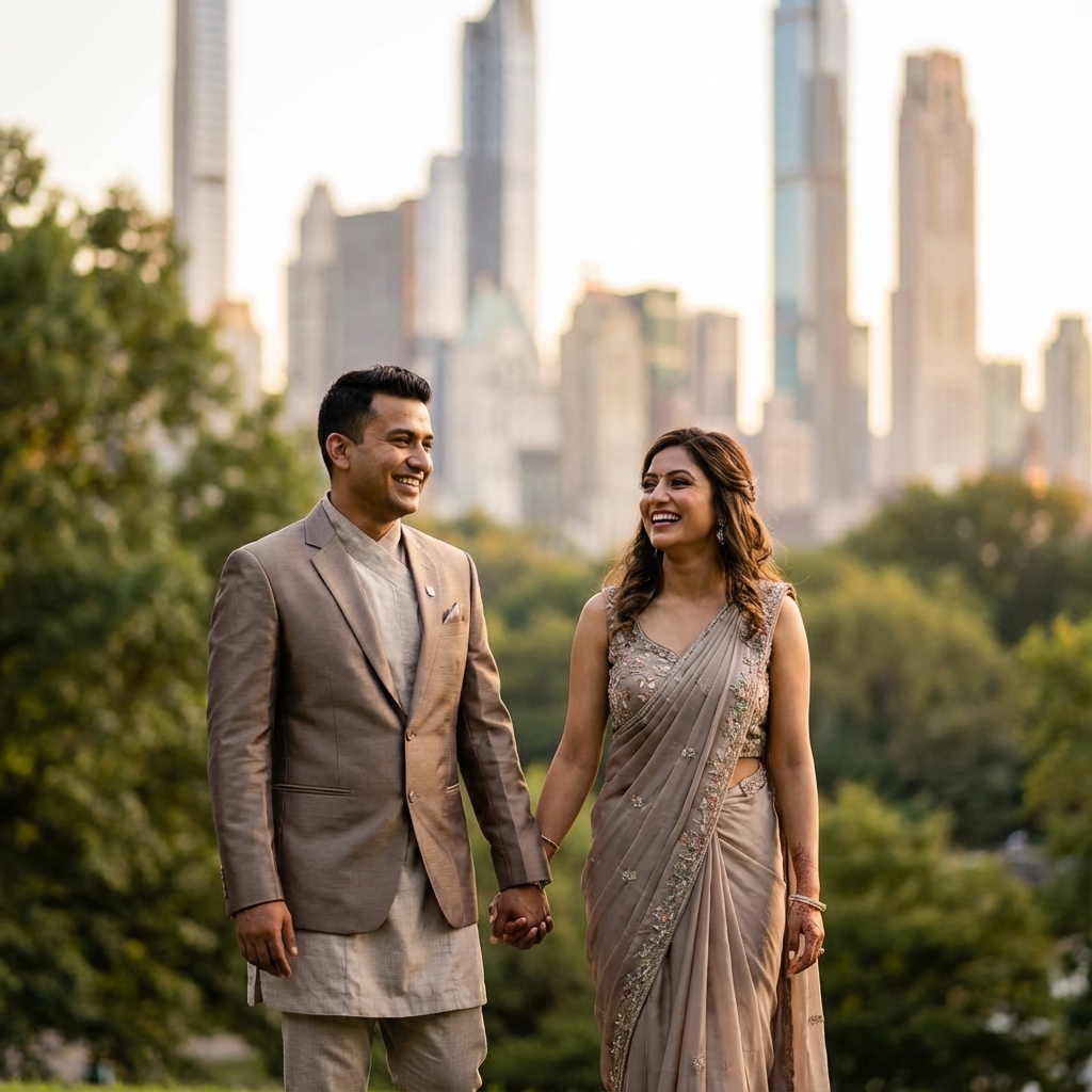 Nepali couple in lively interaction in Canada